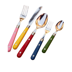 <b>Retro</b> Colorful Flatware Set With Plastic Handles Dishwasher Safe For Party Use Royal Look Stainless Steel Flatware Set - Product Image 1