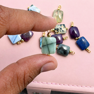 Rectangle Dyed <b>Emerald</b> <b>Pendant</b> | 10mm Gemstone Charm | Artisan Jewelry Supply - Product Image 1