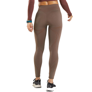 Leggings de Yoga de Cintura Alta, Sin Costuras, Transpirables, de Secado Rápido, Diseño Acanalado, Color Sólido, Elásticos en Cuatro Direcciones, Pantalones Deportivos - Product Image 4