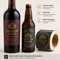 Autocollants personnalisés écologiques, étiquettes d'emballage découpées, dorure 3D, gaufrage, papier adhésif imperméable, promotion vin et bière