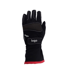 Gants de course d'hiver à doigts entiers, imperméables, antidérapants, avec revêtement en polyuréthane, pour extérieur, unisexe, fermeture auto-agrippante, noir avec bordure rouge - Product Image 2