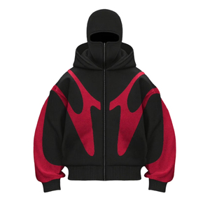 High Street Plain Dyed Men's <b>Winter</b> Outdoor Ninja Full <b>Face</b> <b>Masked</b> Zip Fleece Balaclava Hoodie Custom Double Hat Quick Dry - Product Image 2