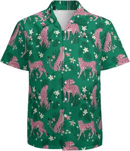 Camisa de hombre con cuello abierto, manga corta, estampado tropical hawaiano, informal, con botones, para playa, verano, colorida, top de verano para hombre - Product Image 1