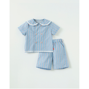 Ensemble de vêtements décontractés de style coréen OZKIZ pour garçons de 2 à 6 ans, motif rayé d'été, vente en gros de mode pour enfants - Product Image 1