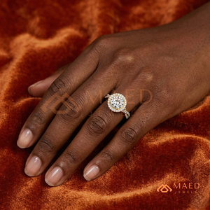 Round Cut Moissanite Halo Ring Gold Engagement Ring Women Bridal Anniversary Jewelry <b>Gift</b> USA Elegant Style - Product Image 4
