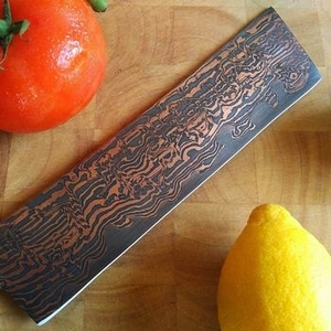 Designer Copper Damascus Pattern Outdoor Chef Knife With Premium Wooden Grip For Travel Catering And <b>Camping</b> <b>Kitchens</b> - Product Image 2