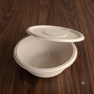 Bol jetable rond écologique de 750 ml, fabriqué à partir de fibres de bagasse naturelles, étanche et compostable. - Product Image 4