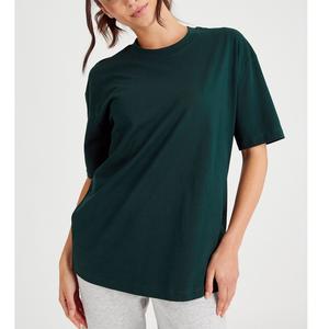 Camiseta de Manga Corta para Mujer, Talla Grande, Diseño de Contraste en la Parte Superior e Inferior, Cuello Redondo, Corte Holgado, 100% Algodón, Ecológica, Transpirable, Informal - Product Image 4