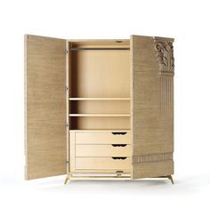 Classic Wooden <b>Wardrobe</b> Cabinet Double Door Storage <b>Armoire</b> Greek Key Pattern Bedroom Furniture - Product Image 4