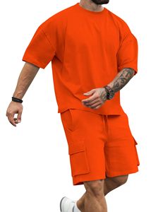 Men Athletic Short Set Crewneck <b>T</b> Shirt and Casual <b>Track</b> Shorts OEM Manufacturer - Product Image 1
