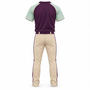 Uniforme de baseball pour hommes de qualité supérieure 100% polyester, manches contrastées, boutons sur le devant, pantalon assorti, séchage rapide, respectueux de l'environnement - Product Image 5