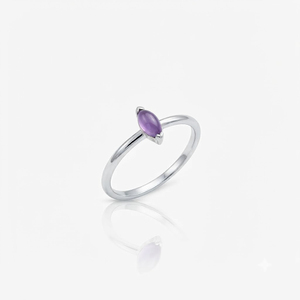 Rhaya Jewels – bijoux pour femmes, style bohème élégant et tendance, plaqué rhodium, argent sterling 925, coupe marquise, cabochon, améthyste, serti à griffes - Product Image 3