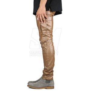 Premium Quality <b>Men's</b> <b>Leather</b> <b>Pants</b> Custom Design Straight Mid Casual Breathable Eco-Friendly Durable Material Wholesale Price - Product Image 4
