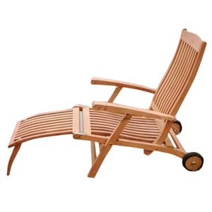 Chaise longue en teck en promotion, style moderne et épuré, idéale pour l'extérieur, résistante aux intempéries. - Product Image 6