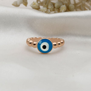 Wholesale Price Rose Gold Plated 925 Silver Classic Devil's Eye <b>Ring</b> Water Diamond <b>Crystal</b> Enamel Blue Design Wedding Party Gift - Product Image 2