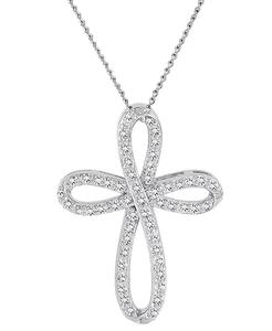 สร้อยคอจี้เพชรโค้ง Openwork 18 "(1/2 ct. T.W.) ในเงินสเตอร์ลิง | เมซี่ - Product Image 1