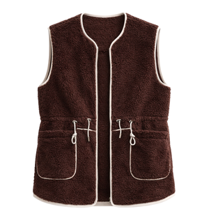 Chaleco de lana para mujer, sin mangas, ligero, con cremallera frontal, suave, cálido, informal, para otoño e invierno - Product Image 1