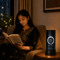 Lampu Meja LED Buddha Lampu Malam Meditasi Spiritual Bertenaga USB Cahaya Biru Dekorasi Samping Tempat Tidur Buddha Ruang Pooja Hadiah Rumah Kantor