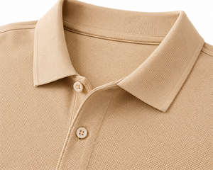 Camisa de Hombre Beige de Manga Corta, Poliéster Piqué, Formal, Color Sólido, Transpirable, Tejido de Punto, Corte Regular, Cierre de Cremallera, Bordada - Product Image 5