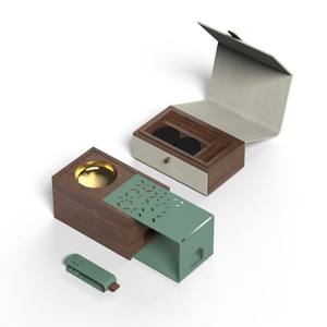 Brûleur à Bakhoor Portable Personnalisé Vert & Or en Résine, Mubkhar Moderne du Moyen-Orient, Porte-Encens avec Boîte de Rangement, Brûleur à Oud Arabe - Product Image 5