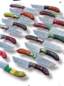 Lot de 20 couteaux de chasse Tanto en acier Damas forgé à la main, manche en bois, étui en cuir, lame fixe, couteau à bord droit - Product Image 4