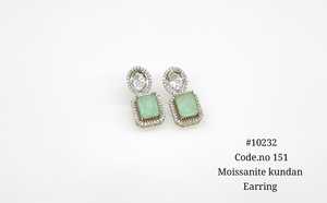 10232 Moissanite Kundan <b>Earrings</b> Doublet stone Mehandi Plated <b>Stud</b> <b>Earrings</b> Zircon Inlay Geometric Jewelry for Party Wedding - Product Image 2