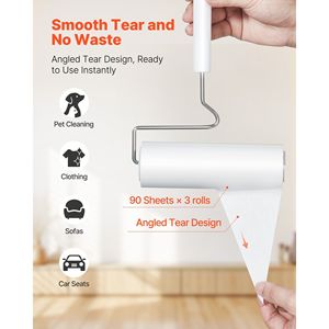 Paquete de 3 cepillos de rodillos de pelusa extra pegajosos, 270 hojas, juego de removedor de pelo de mascota grande para gato, perro, mango portátil mejorado para alfombra - Product Image 4