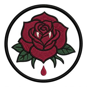 Parche Termoadhesivo Personalizado de Colmillos de Vampiro y Rosa, Redondo, Bordado con Gota de Sangre, Insignia de Flor Gótica, Aplique para Uniformes de Equipo, Venta al por Mayor - Product Image 1