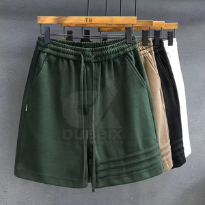 Shorts de sport décontractés haut de gamme pour hommes, en tissu peigné tricoté à la main, taille mi-haute élastique, couleur unie, style pantalon de survêtement américain - Product Image 6