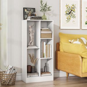 Libreria Angolare Girevole Moderna 41 Pollici con 5 Cubi e Kit Anti-Ribaltamento per Soggiorno e Ufficio - Product Image 1