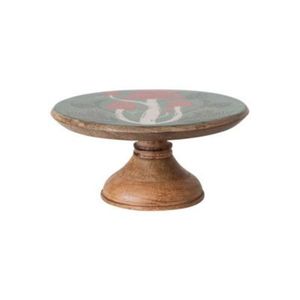 Soporte Rústico de Madera para Tartas, Pintado a Mano con Diseño Floral y de Hongos, Plato para Servir Postres, Decoración para Fiestas de Cumpleaños y Bodas - Product Image 1