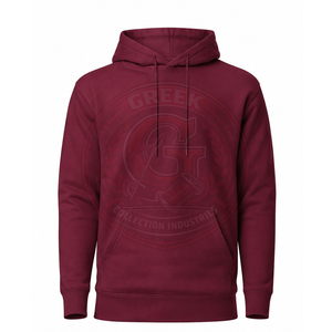 Sudadera con Capucha Color Granate para Hombre de Greek Collection Industries, Corte Regular, 100% Algodón Felpa, Logotipo Estampado en la Parte Delantera, Ropa Casual de Otoño - Product Image 1