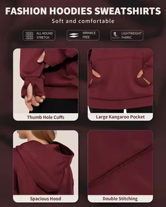 เสื้อฮู้ดดี้ผู้หญิงคุณภาพสูง ทรงหลวม ผ้าฟลีซ ไหล่ตก โอเวอร์ไซส์ สตรีทแวร์ กันลม ระบายอากาศได้ดี ผ้าฝ้าย 100% สำหรับฤดูใบไม้ร่วง - Product Image 5