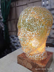 Lampe de table en mosaïque unique côté crâne visage d'homme lampe de table en mosaïque de super qualité lampe de table antique fabriquée en Inde - Product Image 5