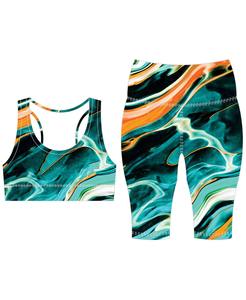 Ensemble de sport 2 pièces pour femme : soutien-gorge de sport personnalisé à bretelles croisées et short de yoga, taille élastique unie, en Spandex et Polyester, vêtements de sport - Product Image 4