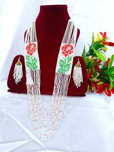 Conjunto de collar de cuentas de vidrio con diseños florales para mujeres elegantes, accesorios de moda. - Product Image 5