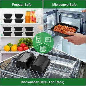 Confezione da 50 (100 Pezzi) Contenitori per Preparazione Pasti da 32 oz con Coperchi Robusti, Ermetici e Riutilizzabili, Adatti per Microonde, Congelatore e Lavastoviglie - Product Image 4