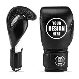 Gants de boxe personnalisables en cuir PU noir avec fermeture pour adultes, sangle de poignet réglable, impression filigrane, Econex Sports - Product Image 5