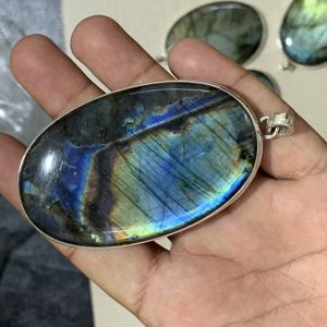 Collier multi-pendentifs en argent sterling 92,5 avec serti clos et labradorite - Product Image 5