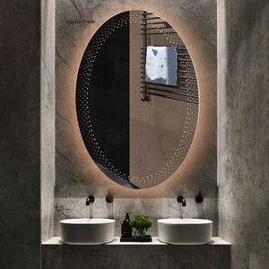 Daystar Trade Round Glass <b>LED</b> Backlit Wall-Mounted Bathroom <b>Mirror</b> with Touch Switch Modern Minimalist Design - Product Image 1