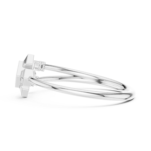 Anillo Abierto de Moda en Oro Amarillo Sólido de 14k para Mujer, Anillo Minimalista con Diamantes, Corte Brillante Redondo, Piedras Cultivadas en Laboratorio, para Uso Diario - Product Image 5