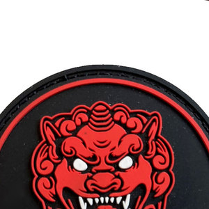 Custom 3D Silicone Patch Red Lion <b>Head</b> Circular <b>Style</b> Embossed Anime Cartoon Badge for Clothing Bag Rubber Patches Sew-on Option - Product Image 5