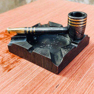 Decorative Damascus Steel <b>Ashtray</b> Unique Layered Pattern Heavy Duty Metal <b>Ashtray</b> for Tabletop Use and Gifting - Product Image 6