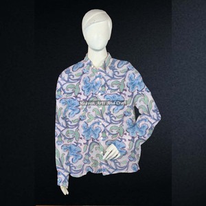 Bohemian Cotton Block Print Full Sleeve Shirt Women's Lightweight Summer Shirt, Casual <b>Hippie</b>-Inspire Boho Shirt - Product Image 2