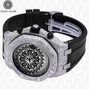 Charm Jewells Luxury Stainless Steel <b>Watch</b> 44mm Analog Quartz Polygon Dial Men Fashion Tachymeter Rubber Band - Product Image 5