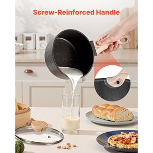 Set di cassette antiaderenti nere maniglie staccabili 1.5 QT 2.5 QT coperchi in vetro a induzione pentole da cucina compatibili multiuso - Product Image 6