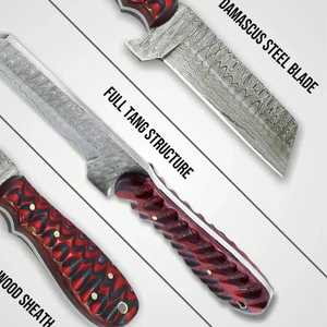 Lightweight Damascus Steel Knives <b>Tool</b> for Camping Fishing High Quality Customized Knife With Ergonomic Red Micarta handle - Product Image 5