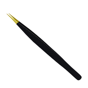 Juego de Pinzas para Pestañas de Acero Inoxidable con Mango Negro y Punta Dorada, Varias Formas para Extensión de Pestañas, Opción de Etiqueta Personalizada - Product Image 6
