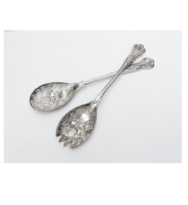 Brushed Finish Luxury Metal Salad Server <b>Spoon</b> And Fork Set For Modern Dining <b>Table</b> And Wedding Catering - Product Image 1