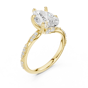 Bague solitaire en or jaune avec diamant taille poire, élégante bague de fiançailles et de mariage, pavé de diamants, bijoux de luxe pour femmes - Product Image 4